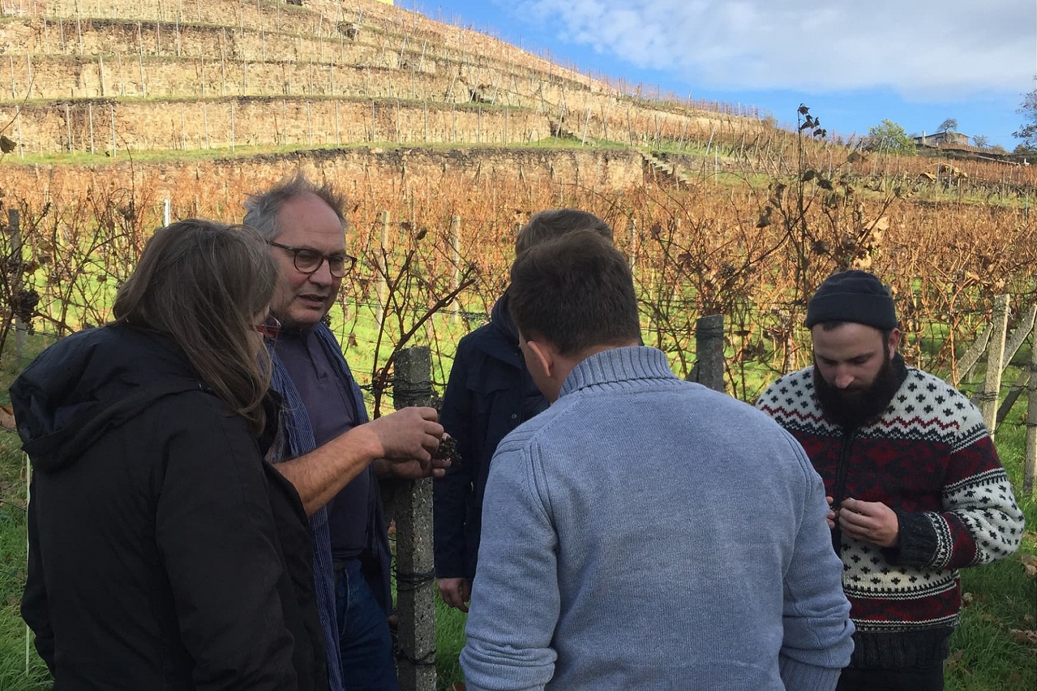 Das EXPRESS-Team im Gespräch mit Walter Beck vom Weingut Schloss Proschwitz, eines der Experimentierfelder in EXPRESS